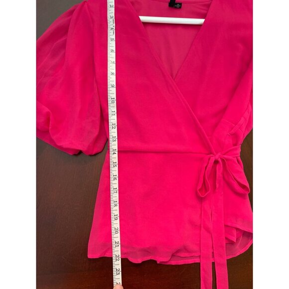 Vero Moda V-Neck True Wrap Blouse Top in Hot Pink Size Small Career - Picture 10 of 14